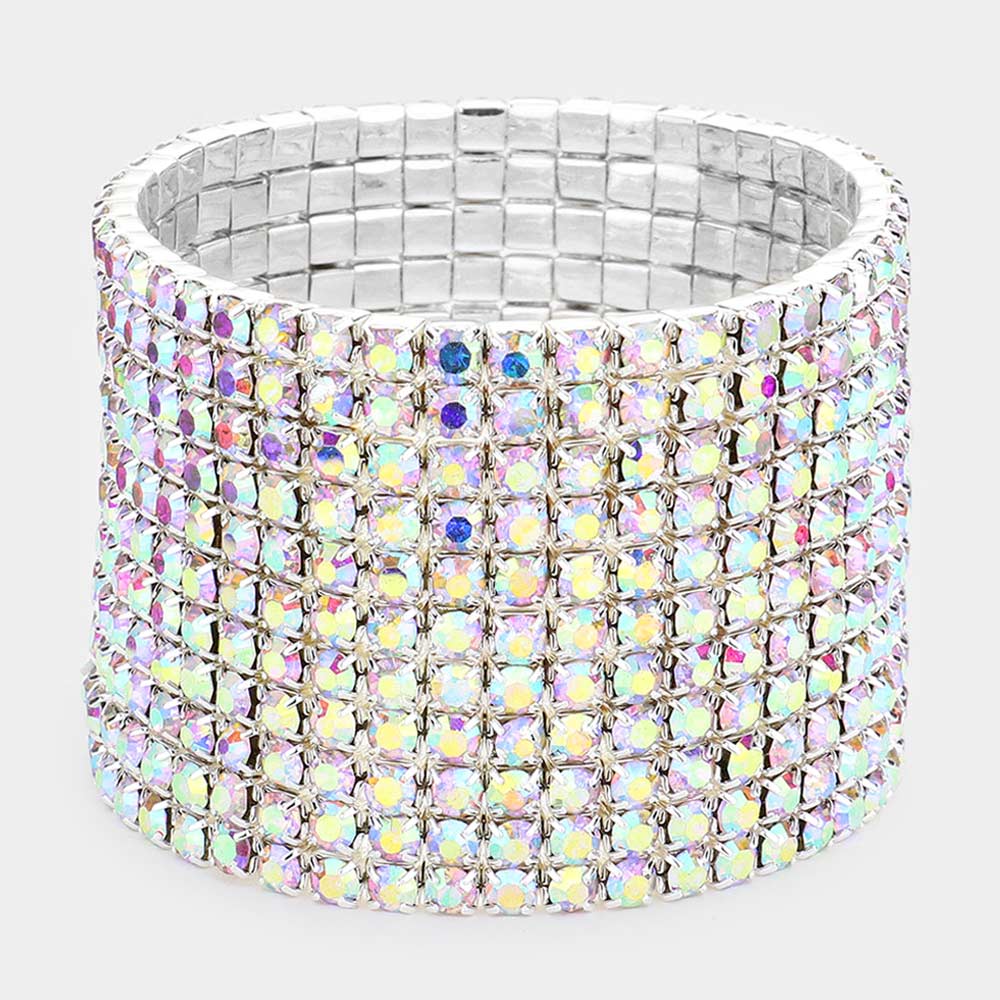 11-Row AB Crystal Rhinestone Stretchable Bracelet