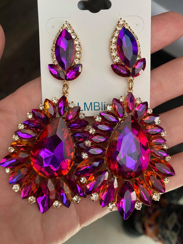 L&M Bling Pageant, Prom, Statement Jewelry, Long Pink Crystal Drop  Earrings - 3” long- $24 - LMBling.cóm